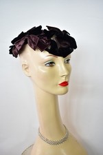 Hat 40's open crown bows black bronze stylish
