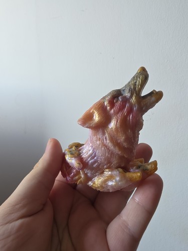 Handmade resin howling wolf - resin,