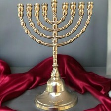 Hanukkah Jewish Chanukah Menorah  Israel Vintage Brass Chanukah Candle Holder
