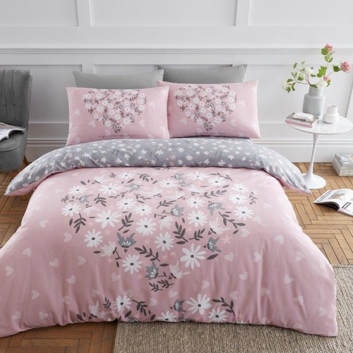 Reversible pink duvet set - reversible,