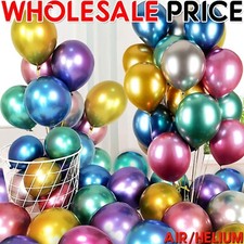 5" 10" 100 CHROME BALLOONS METALLIC LATEX PEARL Helium Baloons Birthday Party UK