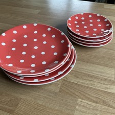 4 Whittard Of Chelsea Orange/Salmon Spots Dinner & Side Plates Polka Dot Spotty 