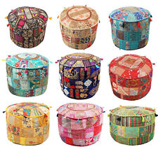 Indian Vintage Patchwork Pouf Ottoman Round  Ottoman Cover Pouf Footstool Ethnic