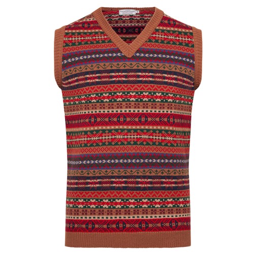 Mens fairisle knitted tank top - knitted,