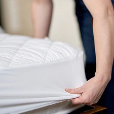 Quilted Fitted Mattress Matress Protector White Bed Cover Single Double King