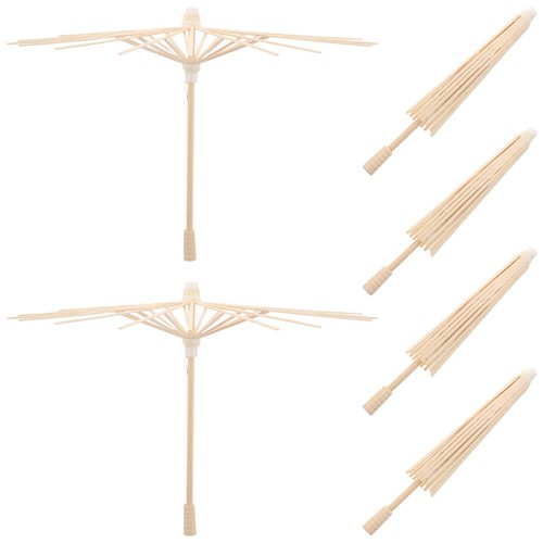 6pcs mini wooden umbrella - 6pcs,