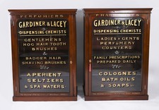 Antique Pair Mahogany  Pharmacy Display Cabinets  19th C