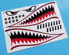 MOTORBIKE FLYING TIGER SHARK TEETH MOUTH Cafe Racer decal sticker 300mm set 