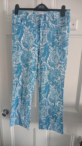 Zara blue white print linen - &,