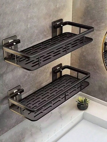 2pcs black shower caddy shelf - black,