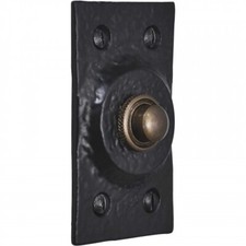Door Bell Push Black Cast Iron Rectangular Country Cottage Front Ring Bell