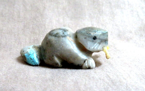Native zuni turquoise beaver - turquoise, w