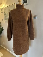 Ladies Primark rust-coloured polo-neck long tunic jumper dress size 6