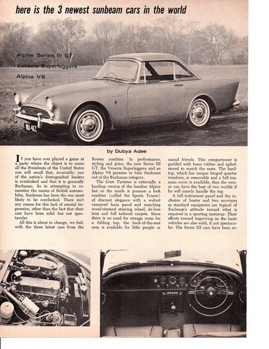 1964 sunbeam alpine iii - gt, /