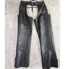 Harley Davidson Deluxe Leather Motorcycle Chaps Biker Riding Pants Small **Flaw