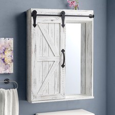 Bathroom Wall Cabinet Medicine Cabinet Mirror cabinet Sliding Barn Door White