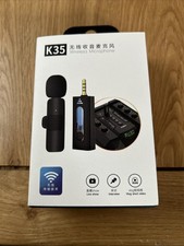 K35 Wireless Lavalier Microphone, 3.5mm Lapel Condenser Mic for Camera