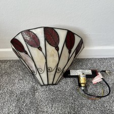 Tiffany Style Leaf Wall Light Stained Glass Sconce Lamp Vintage Decorative Red