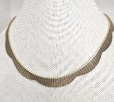 Vintage Cleopatra Style Necklace Monet Dangle Gold Plated Scallop Edge 