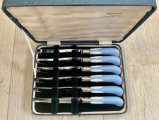 WEDGWOOD VERY RARE JASPER JASPERWARE MAPPIN AND WEBB X 6 PISTOL GRIP SERVERS BOX