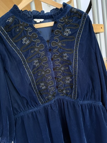 Monsoon dress blue velour - blue,