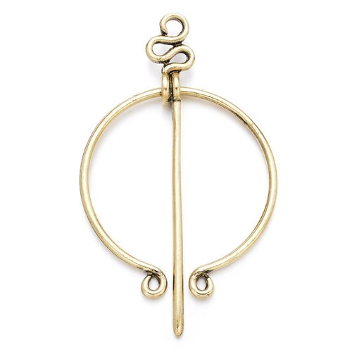 Silver gold viking brooch - silver/gold,