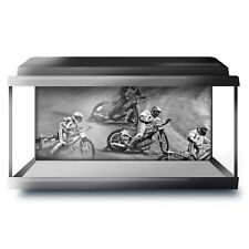 Fish Tank Background 90x45cm BW - Speedway Track Bike Biker  #38706