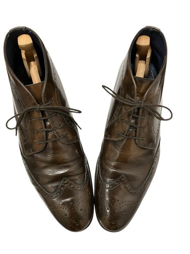 Brown leather brogue wingtip - brown,