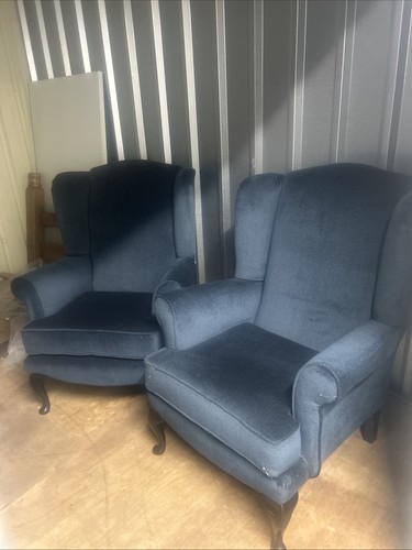 Blue wingback chairs - 2,