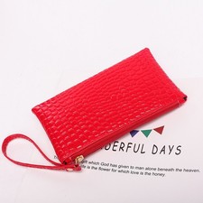 Women Croc Leather Coin Card Wallet Key Ring Pouch Zip Up Change Bag Mini Purse