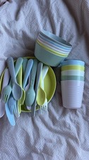 IKEA Baby Plastic Kitchen Cutlery Bowl And Plate Set, Six Pastel Colours