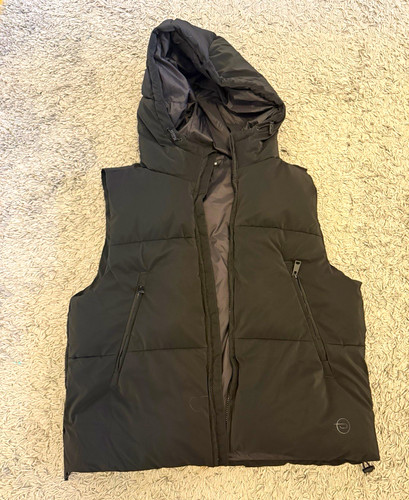 Men black hooded puffer - hooded,