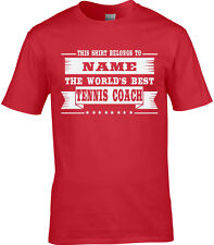 Tennis Coach Mens Personalised T-Shirt Gift Racket Sport Grand Slam Player Funny