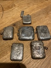 Antique Victorian And Later Sterling silver vesta cases Plus Lighter Job Lot
