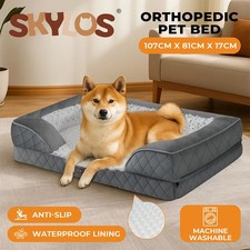 Skylos Orthopedic Pet Bed Dog Memory Foam Cushion Calming Washable Extra Large