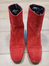 WOMENS AMAZING RED SUEDE LEATHER ANKLE BOOTS BY TOPSHOP SIZE 4