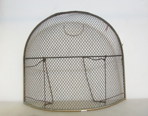 Antique brass mesh fire screen - antique,