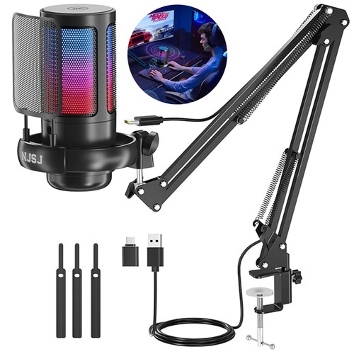 Usb microphone kit rgb gaming - microphone,