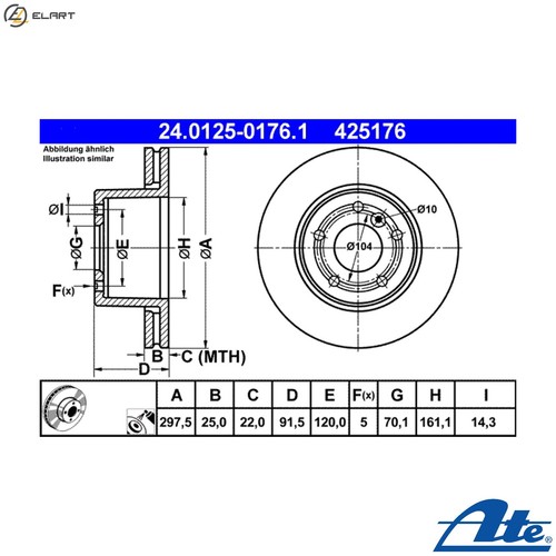 Brake disc 0125 0176 - 2x,