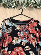 Size 10 Ladies Topshop Floral Bodycon Poppy Black Midi Dress with Long Sleeves