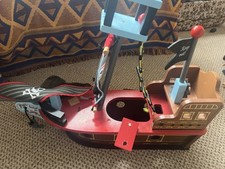 Wooden Toy Pirate Ship by Little Town 20 inch long 14 inch high