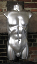 Men's Plastic Mannequin Dummy Torso Manekin Silver Wall Hanging Display Ornament