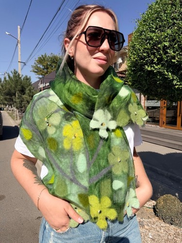 Handmade nuno felted silk - felted,