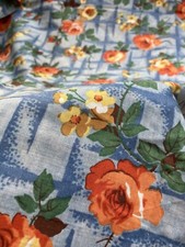 Antique 1910s  French Cotton Screen Print Fabric