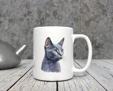 Russian blue cat 11oz coffee - blue,