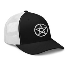 White Wiccan Witchcraft Pentagram Trucker Cap Snapback Hat