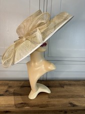 House Of Fraser Golden Cream Sinamay Circular Wide Brim Mother Bride Races Hat