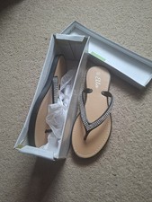 Black Diamante Flip Flops