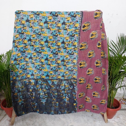 Vintage kantha quilt blue - vintage,