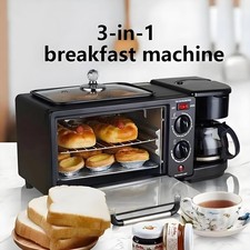 3 In 1 Breakfast Machine Bread Toaster Electric Mini Oven Coffee Maker Office